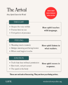 Spirit enters through Thought, Feeling, and Emotion.