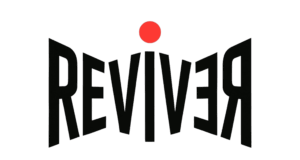 Stylized mirrored word “REVIVER” in black with a single red dot above the center, symbolizing the Spark of Life and Christ of Proximity.