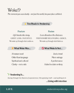 Infographic contrasting two paths of awakening: fracture and fusion.