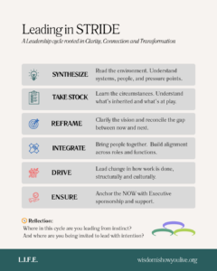 Diagram outlining the STRIDE leadership cycle.