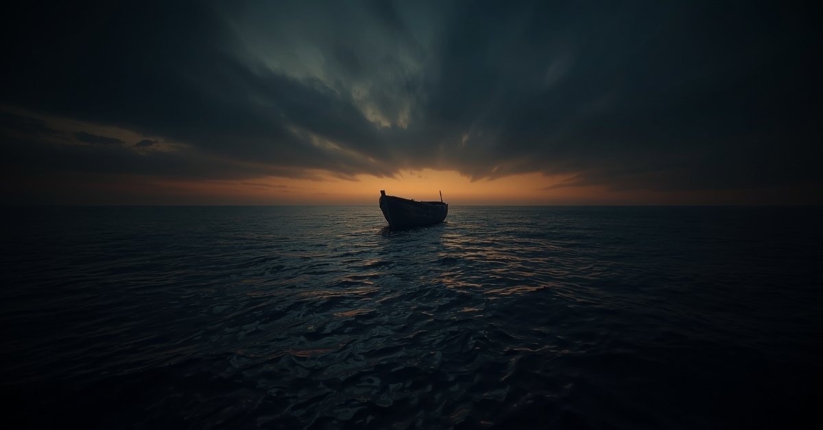 An ark-shaped vessel holding light within darkness, representing the formation of cover around the spark of life.